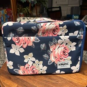Floral Laptop Sleeve - Navy and Pink